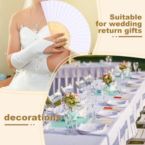 Qunclay 150 Pcs Paper Fans for Weddings Handheld Folding Fan, Bright Color - Image 4
