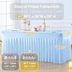 2 Pack Baby Blue Table Cloth for 8 Foot Rectangle Tables Spandex Fitted Tablecloth 8ft Stretch Table Covers Skirt Baby Blue Banquet Tablecloths Wrinkle Free Tablecloth for Party Wedding Birthday Event - Image 6