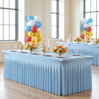 4 Pack Spandex Baby Blue Tablecloths for 6 Foot Rectangle Tables, Wrinkle Free Fitted Table Cloth 6ft Stretchy Tablecover Skirt for Parties Weddings Birthday Banquet Baby Shower - Image 5