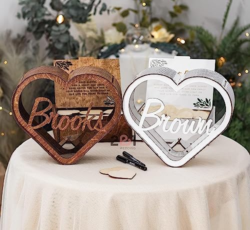 Personalized Wedding Guest Book Alternative - Rustic Wedding Decorations for Reception Inside Outside Wooden Wedding Keepsake Box - Wedding Heart Guest Book Drop Box for Bridal Baby Shower Party - Image 6