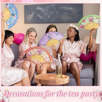 Briwooody 48 Set Floral Folding Hand Fans Bulk Vintage Floral Paper Fan with Organza Bags Retro Wedding Favors for Guests for Garden Bridal Shower Supplies Bridesmaid Gifts Tea Party Decorations - Image 4