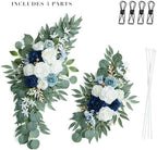 Artificial Dusty Blue Wedding Arch Flower Swags Set of 2 for Welcome Signs Floral and Wedding Reception Ceremony Decorations, White Flowers Decor - Image 5