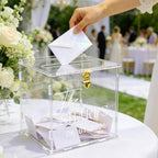 Clear Acrylic Card Box with Lock & Slot, DIY-Friendly Wedding Card Boxes for Reception Cash Gift Monetary Envelope, Elegant Gift Card Holder Box for Graduation Bridal Shower Party Table Decor - Image 2