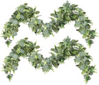 MAKHOT 2pcs Artificial Eucalyptus Garland, 5.9FT Greenery Garland Flower Spring Summer Green Garlands Vines Decoration, Fake Silver Dollar Eucalyptus Leaves Vines for Table Home Wedding Party Decor by MAKHOT