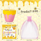 Conelist 24 Sets Bee Themed Candle Set for Baby Shower Party Favors Cute Honey Jar Candle with Thank You Tags Organza Bags Baby Shower Gifts for Guest Gender Reveal Party Decoration Gifts (Pink) - Image 2