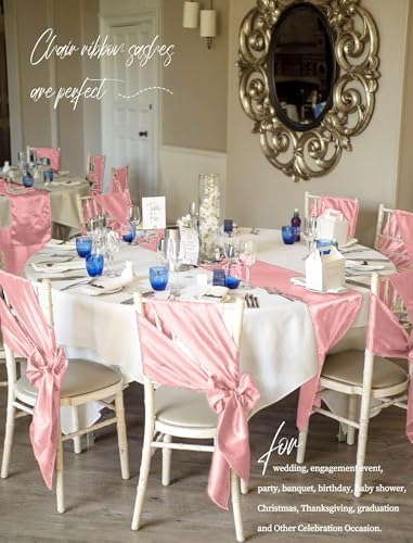 fani 60 PCS Satin Chair Sashes, 7x78 Inch, Rose Gold - Image 6