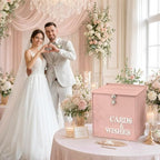 AerWo Blush Pink Wedding Card Box, Acrylic Gift Card Box for Wedding Decor - Image 4