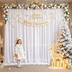 10ft×10ft Wrinkle Free White Backdrop Curtain Drapes, 2 Panels 5ftx10ft Sheer Tulle Chiffon Backdrop Panels Curtains for Wedding Baby Shower Birthday Party Stage Photo Home Decorations - Image 4