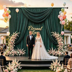 20FT x 10F Blackish Green Backdrop Curtain for Parties, Polyester Curtain Backdrop with Rod Pockets,Photography Photo Booth Backdrop for Wedding,Film Sets,Formal Occasions, Birthday Decoration - Image 6