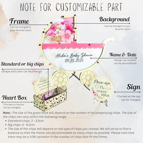 Baby Shower Guest Book Alternative Pink Stroller Drop Box Frame 2026 - Image 7