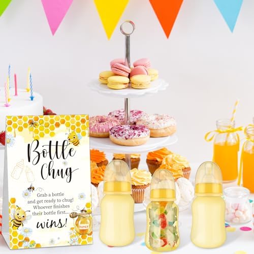 TrelaCo 20 Pcs Bottle Chug Game, Bee Theme Baby Shower Favors, Yellow - Image 5