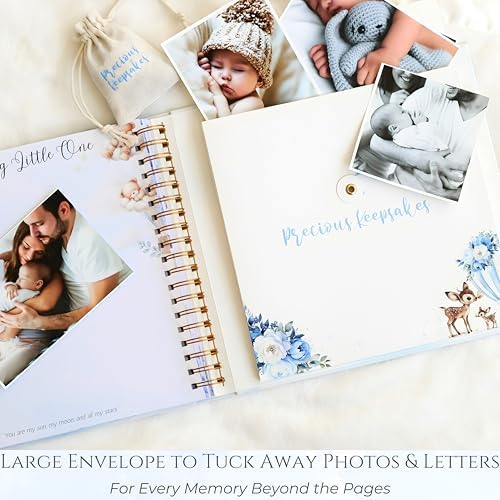 Luxury Baby Boy Memory Book Set – Keepsake Journal & Milestone Album from Pregnancy to Age 5 with Premium Gift Box, Storage Pouch & Keepsake Envelope – Baby Shower & Newborn Gift - Image 5