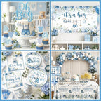 Baby Boy Shower Decorations, All-in-One Set with Boy Baby Shower Plates and Napkins, Balloon Arch, Cake Topper, Balloon Box, Banner, Tablecloth, Baby Shower Decorations Boy Serves 20 - Image 4