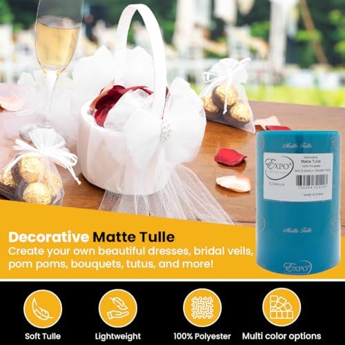 Expo International Decorative Matte Tulle, Roll/Spool of 6” X 100 Yards, Lightweight Polyester Tulle Fabric for Tutus, Costumes, and Party Decorations, Washable, Easy-to-Use, Ultra Marine - Image 5