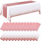 Breling 24 Pack White and Rose Gold Tablecloths and Satin Table Runner Set by Breling