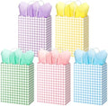 AmazingSpark 50 Pcs Pastel Gift Bags with Handles and Tissue Paper,Gingham by Unknown