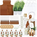 Honeydak 49 Pcs Baby Shower Prizes for Game Players 6 Set Cheese Board Fork Knives Coaster Towel Artificial Potted Plant Thanks Card Gift Bag for Baby Bridal Shower Wedding Favors(Acacia Wood) by Honeydak