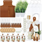 Honeydak 49 Pcs Baby Shower Prizes for Game Players 6 Set Cheese Board Fork Knives Coaster Towel Artificial Potted Plant Thanks Card Gift Bag for Baby Bridal Shower Wedding Favors(Acacia Wood) by Honeydak