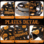 250 Pcs Halloween Party Supplies, Paper Plates Napkins and Cups, Black - Image 2