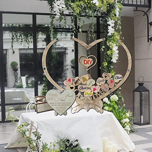 Wedding Guest Book Alternative, Personalized Rustic Drop Box Guest Sign DIY Custom Picture Frame 65 Wooden Hearts,Reception Bridal Baby Shower Birthday Funeral Graduation Anniversar (Heart-Shaped) - Image 5