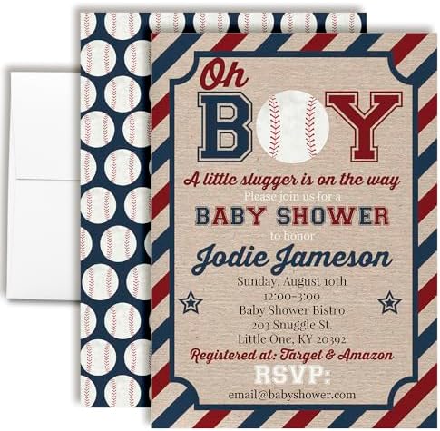 Amanda Creation Custom Baby Shower Invites Baseball Baby Shower Invitations 20 5x7 Custom Personalized Baseball Invites With Envelopes by AmandaCreation
