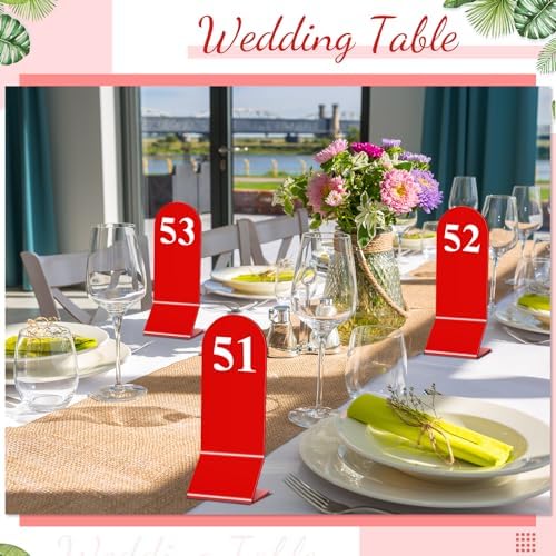 Geetery 100 Pcs Acrylic Double Sided Table Numbers 1-100 Stands,Red - Image 4