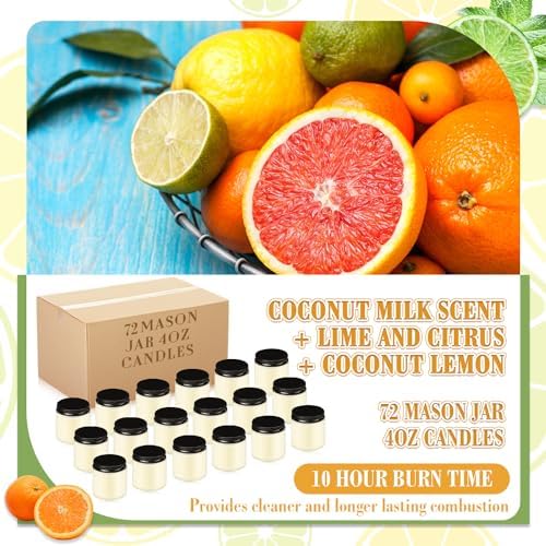MTLEE 36 Pcs Bulk Candle Mini Mason Jar Candle, Lemon, Citrus, Coconut Milk - Image 3