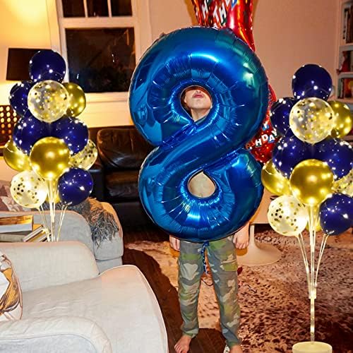 Cicicooie 2 Set Floor Balloon Stand Kit with String Light Balloon Holder Centerpieces Floor Decoration for Baby Shower Birthday Party Bachelorette Party (Blue&Gold) - Image 4