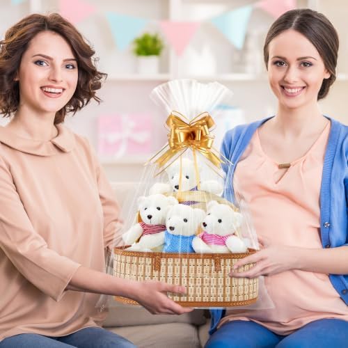 3 Set Baskets for Gifts Empty, Large Woven Bamboo Gift Basket with Handle - Image 6