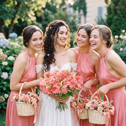 Tigeen 12 Bundles Artificial Flowers Bouquet Silk Peonies, Coral Red - Image 3