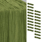 20 Pack Olive Green Cheesecloth Table Runner 35x120 Inch 10Ft Rustic Gauze Cheese Cloth Table Runner Sheer Cheesecloth Table Runners for Wedding Party Bridal Shower Decoration by SuBleer