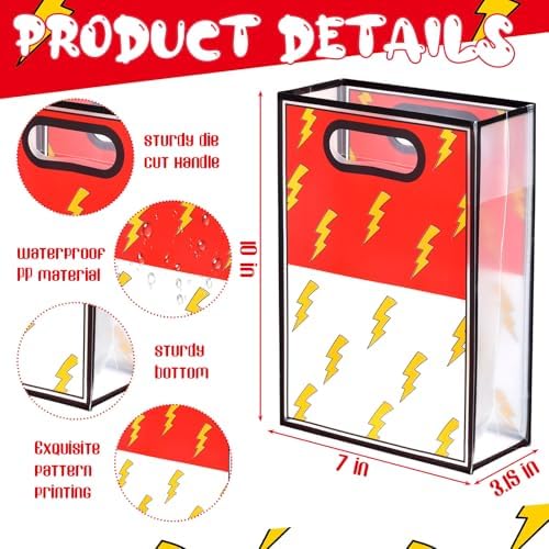 Geyoga 24 Pcs Clear Party Favor Bags with Handles, Red and White Cartoon - Image 2