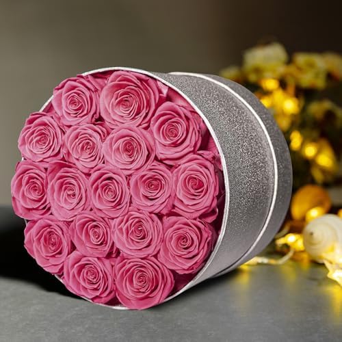 Prifroti 17 Pink Flowers in Glitter Box, Birthday Gifts for Women, Preserved Flowers, Mothers Day Roses Gift for Mom - Image 4