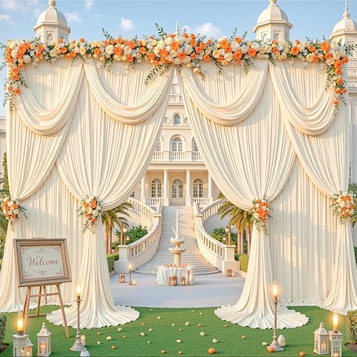 40x10ft Champagne Photo Backdrop Curtains for Parties Wedding Wrinkle Free Polyester Photoshoot Curtains Drapes Backdrop for Birthday Baby Shower Graduation Photography Background 8 Panels 5x10FT - Image 5