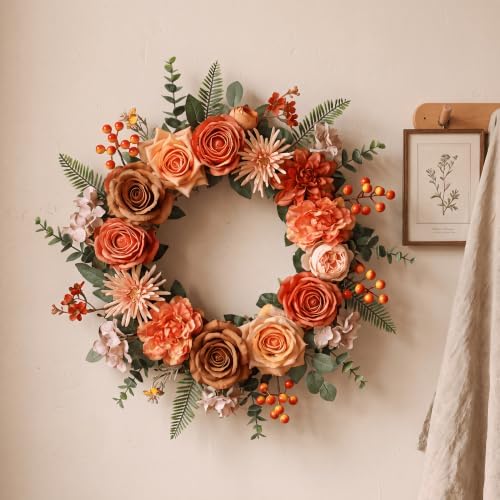 Artificial Flower Combo Box, Fall Orange Roses & Dahlias with Stems - Image 5