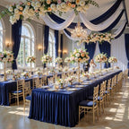 2 Packs Navy Blue Satin Tablecloths Rectangle 4FT,Glitter Spandex Fitted Stretch Table Covers Wrinkle-Resistant Floor Length Shimmer Pleated Table Skirt for Wedding Parties Baby Shower Banquets - Image 6