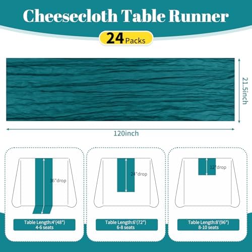 24 Pack Teal 10Ft Cheesecloth Table Runner - Image 2