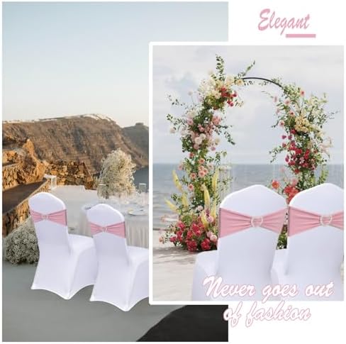Dusty Pink Chair Sashes 60 Pack Spandex Pink Chair Sashes with Heart Buckle Slider for Wedding Banquet Party Decorations - Image 5
