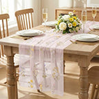 Artoid Mode 6PC Floral Light Pink Embroidery Table Runner 120 Inch 10FT - Image 2