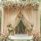 50ft x 10ft Wrinkle Free Beige Backdrop Curtains for Parties Weddings, 10 Panels 5×10ft Soft Silk Polyester Photo Backdrop Drapes for Birthday Baby Shower Baptism Photo Photography Background Cloth - Image 3