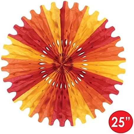Beistle Tissue Fans – 12-Pack Round Hanging Tissue Paper Decorations for Fall Festivals, Autumn Celebrations, Harvest Parties and Seasonal Thanksgiving Events, Golden Yellow, Orange and Red, 25" - Image 2