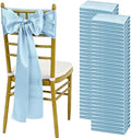 YMHPRIDE 60 PCS Light Blue Satin Chair Sashes, 7x108 Inch Ties Chair Bows by YMHPRIDE