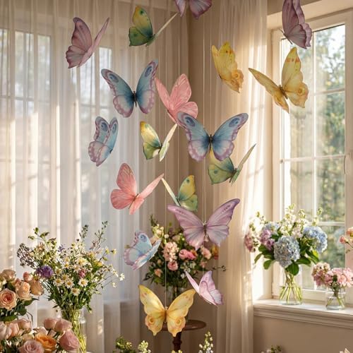 18 Pcs Large Butterfly Party Decor 3D Watercolor Paper Hanging - Image 6