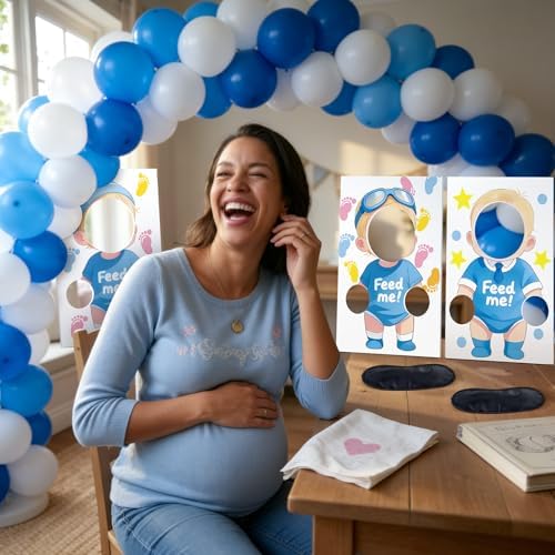 6 Sets Blindfolded Feed Me Shower Games Feed The Funny Blindfolded Food Feeding Board Gender Reveal Game Activities for Guests Photo Booth Props Family Reunion Party Supplies(male) - Image 7