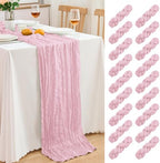 18 Pack Pink Cheesecloth Table Runner 21.5x120 Inch, Semi Sheer Boho Gauze Cheese Cloth Fabric Table Runners 10 FT Long for Wedding Party Baby Shower Birthday Home Decor by Unknown