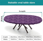 Purple Damask Pattern Print Oval Tablecloth Leakproof & Sturdy Washable for Dining Table Buffet Parties and Camping Fits for 48" x 68" Oval Table - Image 4