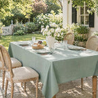 Sage Green Rectangle Tablecloth, 60 x 90 Inch Linen Textured Table Cover - Image 7