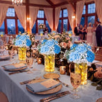 Domensi Set of 6 LED Lighted Floral Table Centerpieces, Faux Roses, Eucalyptus & Baby's Breath in Acrylic Vase, Glowing Rustic Wedding Decor for Bridal Shower, Party & Dining Table(Blue) - Image 4
