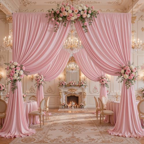 40x10ft Dusty Rose Backdrop Curtain Panels for Parties - Wrinkle Free Polyester Photo Curtain Backdrop Wedding Back Drop Fabric Drapes for Party Decorations Background for Photography - Image 5