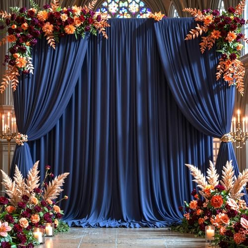 20x10FT Backdrop Curtains with Rod Pockets - Wrinkle Free Photo Stage Backdrop 4 Panels Curtains Drapes for Photography Wedding Party Baby Shower Decorations (Navy Blue) - Image 3